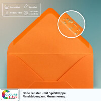 25 Briefumschläge DIN C6 Orange - 11,4 x 16,2 cm - Kuverts mit 80 g/m² Nassklebung spitze Klappe - Umschläge ohne Fenster - Colours-4-you