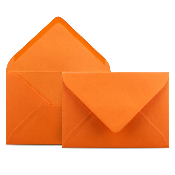 100 Briefumschläge DIN C6 Orange - 11,4 x 16,2 cm - Kuverts mit 80 g/m² Nassklebung spitze Klappe - Umschläge ohne Fenster - Colours-4-you