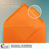150 Briefumschläge DIN C6 Orange - 11,4 x 16,2 cm - Kuverts mit 80 g/m² Nassklebung spitze Klappe - Umschläge ohne Fenster - Colours-4-you