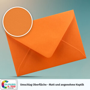 1000 Briefumschläge DIN C6 Orange - 11,4 x 16,2 cm - Kuverts mit 80 g/m² Nassklebung spitze Klappe - Umschläge ohne Fenster - Colours-4-you