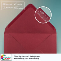 25 Briefumschläge DIN C6 Dunkelrot Rot - 11,4 x 16,2 cm - Kuverts mit 80 g/m² Nassklebung spitze Klappe - Umschläge ohne Fenster - Colours-4-you