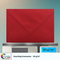 150 Briefumschläge DIN C6 Kirschrot Rot - 11,4 x 16,2 cm - Kuverts mit 80 g/m² Nassklebung spitze Klappe - Umschläge ohne Fenster - Colours-4-you