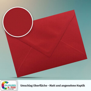 300 Briefumschläge DIN C6 Kirschrot Rot - 11,4 x 16,2 cm - Kuverts mit 80 g/m² Nassklebung spitze Klappe - Umschläge ohne Fenster - Colours-4-you