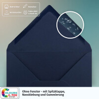 100 Briefumschläge DIN C6 Dunkelblau Blau - 11,4 x 16,2 cm - Kuverts mit 80 g/m² Nassklebung spitze Klappe - Umschläge ohne Fenster - Colours-4-you