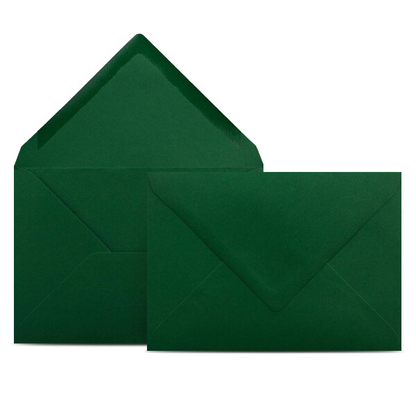 100 Briefumschläge DIN C6 Dunkelgrün Grün - 11,4 x 16,2 cm - Kuverts mit 80 g/m² Nassklebung spitze Klappe - Umschläge ohne Fenster - Colours-4-you
