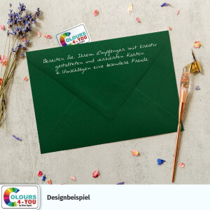 100 Briefumschläge DIN C6 Dunkelgrün Grün - 11,4 x 16,2 cm - Kuverts mit 80 g/m² Nassklebung spitze Klappe - Umschläge ohne Fenster - Colours-4-you