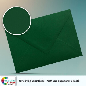 700 Briefumschläge DIN C6 Dunkelgrün Grün - 11,4 x 16,2 cm - Kuverts mit 80 g/m² Nassklebung spitze Klappe - Umschläge ohne Fenster - Colours-4-you