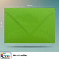 50 Briefumschläge DIN C6 Hellgrün Grün - 11,4 x 16,2 cm - Kuverts mit 80 g/m² Nassklebung spitze Klappe - Umschläge ohne Fenster - Colours-4-you
