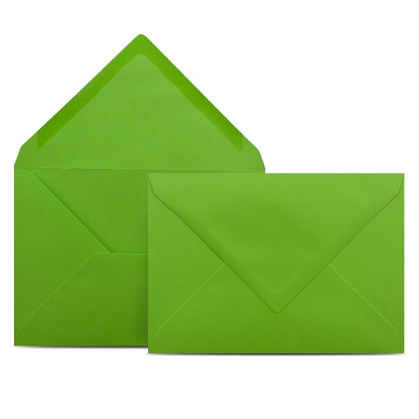 700 Briefumschläge DIN C6 Hellgrün Grün - 11,4 x 16,2 cm - Kuverts mit 80 g/m² Nassklebung spitze Klappe - Umschläge ohne Fenster - Colours-4-you