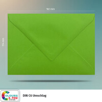 700 Briefumschläge DIN C6 Hellgrün Grün - 11,4 x 16,2 cm - Kuverts mit 80 g/m² Nassklebung spitze Klappe - Umschläge ohne Fenster - Colours-4-you