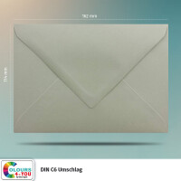 50 Briefumschläge DIN C6 Schiefergrau Grau - 11,4 x 16,2 cm - Kuverts mit 80 g/m² Nassklebung spitze Klappe - Umschläge ohne Fenster - Colours-4-you