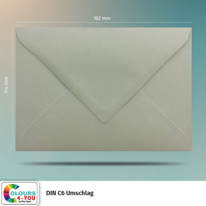 250 Briefumschläge DIN C6 Schiefergrau Grau - 11,4 x 16,2 cm - Kuverts mit 80 g/m² Nassklebung spitze Klappe - Umschläge ohne Fenster - Colours-4-you
