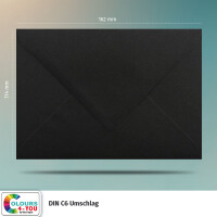 25 Briefumschläge DIN C6 Schwarz - 11,4 x 16,2 cm - Kuverts mit 80 g/m² Nassklebung spitze Klappe - Umschläge ohne Fenster - Colours-4-you