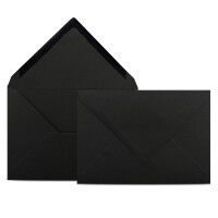 75 Briefumschläge DIN C6 Schwarz - 11,4 x 16,2 cm - Kuverts mit 80 g/m² Nassklebung spitze Klappe - Umschläge ohne Fenster - Colours-4-you