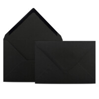 150 Briefumschläge DIN C6 Schwarz - 11,4 x 16,2 cm - Kuverts mit 80 g/m² Nassklebung spitze Klappe - Umschläge ohne Fenster - Colours-4-you