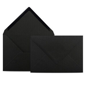 250 Briefumschläge DIN C6 Schwarz - 11,4 x 16,2 cm - Kuverts mit 80 g/m² Nassklebung spitze Klappe - Umschläge ohne Fenster - Colours-4-you