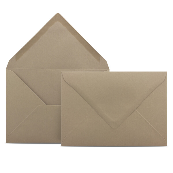 75 Briefumschläge DIN C6 Taupe - 11,4 x 16,2 cm - Kuverts mit 80 g/m² Nassklebung spitze Klappe - Umschläge ohne Fenster - Colours-4-you
