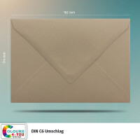 75 Briefumschläge DIN C6 Taupe - 11,4 x 16,2 cm - Kuverts mit 80 g/m² Nassklebung spitze Klappe - Umschläge ohne Fenster - Colours-4-you