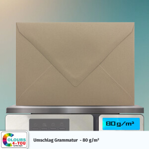 300 Briefumschläge DIN C6 Taupe - 11,4 x 16,2 cm - Kuverts mit 120g/m² Nassklebung spitze Klappe - Umschläge ohne Fenster - Colours-4-you