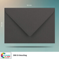 25 Briefumschläge DIN C6 Anthrazit - 11,4 x 16,2 cm - Kuverts mit 120 g/m² Nassklebung spitze Klappe - Umschläge ohne Fenster - Colours-4-you
