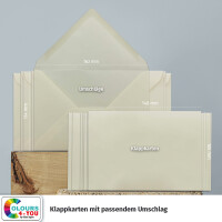 50 Klappkarten mit Umschlägen Set Vanille - DIN A6 Blanko Doppelkarten 14,8 x 21 cm (160 g/m²) - DIN C6 Umschlag 11,4 x 16,2 cm (100 g/m²) Nassklebung -  Grußkarten Einladungskarten Hochzeit