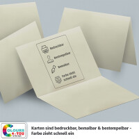 50 Klappkarten mit Umschlägen Set Vanille - DIN A6 Blanko Doppelkarten 14,8 x 21 cm (160 g/m²) - DIN C6 Umschlag 11,4 x 16,2 cm (100 g/m²) Nassklebung -  Grußkarten Einladungskarten Hochzeit