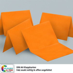 25 Klappkarten mit Umschlägen Set Orange - DIN A6 Blanko Doppelkarten 14,8 x 21 cm (160 g/m²) - DIN C6 Umschlag 11,4 x 16,2 cm (100 g/m²) Nassklebung -  Grußkarten Einladungskarten Hochzeit
