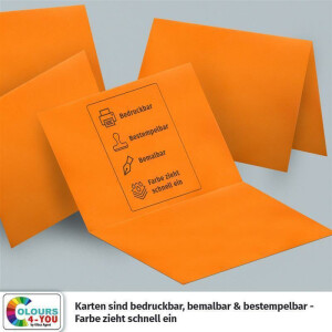 100 Klappkarten mit Umschlägen Set Orange - DIN A6 Blanko Doppelkarten 14,8 x 21 cm (160 g/m²) - DIN C6 Umschlag 11,4 x 16,2 cm (100 g/m²) Nassklebung -  Grußkarten Einladungskarten Hochzeit