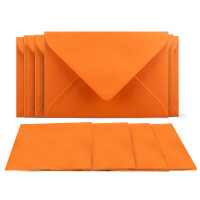 100 Klappkarten mit Umschlägen Set Orange - DIN A6 Blanko Doppelkarten 14,8 x 21 cm (160 g/m²) - DIN C6 Umschlag 11,4 x 16,2 cm (100 g/m²) Nassklebung -  Grußkarten Einladungskarten Hochzeit