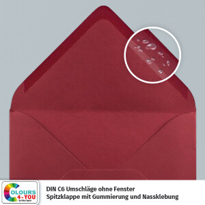 1000 Klappkarten mit Umschlägen Set Dunkelrot - DIN A6 Blanko Doppelkarten 14,8 x 21 cm (160 g/m²) - DIN C6 Umschlag 11,4 x 16,2 cm (100 g/m²) Nassklebung -  Grußkarten Einladungskarten Hochzeit
