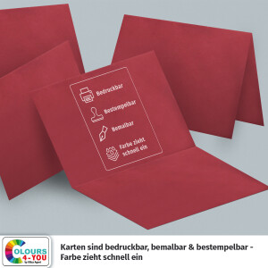 1000 Klappkarten mit Umschlägen Set Dunkelrot - DIN A6 Blanko Doppelkarten 14,8 x 21 cm (160 g/m²) - DIN C6 Umschlag 11,4 x 16,2 cm (100 g/m²) Nassklebung -  Grußkarten Einladungskarten Hochzeit