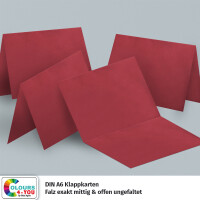 1000 Klappkarten mit Umschlägen Set Dunkelrot - DIN A6 Blanko Doppelkarten 14,8 x 21 cm (160 g/m²) - DIN C6 Umschlag 11,4 x 16,2 cm (100 g/m²) Nassklebung -  Grußkarten Einladungskarten Hochzeit