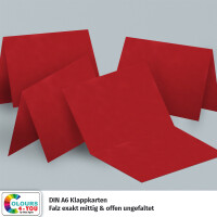 25 Klappkarten mit Umschlägen Set Kirschrot - DIN A6 Blanko Doppelkarten 14,8 x 21 cm (160 g/m²) - DIN C6 Umschlag 11,4 x 16,2 cm (100 g/m²) Nassklebung -  Grußkarten Einladungskarten Hochzeit