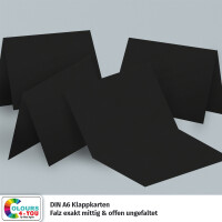 25 Klappkarten mit Umschlägen Set Schwarz - DIN A6 Blanko Doppelkarten 14,8 x 21 cm (160 g/m²) - DIN C6 Umschlag 11,4 x 16,2 cm (100 g/m²) Nassklebung -  Grußkarten Einladungskarten Hochzeit