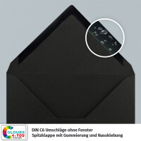 25 Klappkarten mit Umschlägen Set Schwarz - DIN A6 Blanko Doppelkarten 14,8 x 21 cm (160 g/m²) - DIN C6 Umschlag 11,4 x 16,2 cm (100 g/m²) Nassklebung -  Grußkarten Einladungskarten Hochzeit