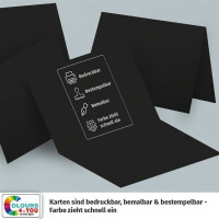 50 Klappkarten mit Umschlägen Set Schwarz - DIN A6 Blanko Doppelkarten 14,8 x 21 cm (160 g/m²) - DIN C6 Umschlag 11,4 x 16,2 cm (100 g/m²) Nassklebung -  Grußkarten Einladungskarten Hochzeit