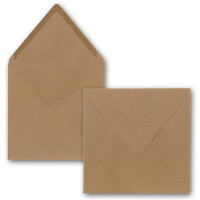 100 Quadratische Brief-umschläge Kraft-papier Vintage Braun Recycling - 14 x 14 cm - 120 g/m² Nassklebung ohne Fenster - Marke Glüxx-Agent