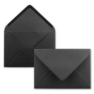 75  DIN C6 Briefumschläge Schwarz - 11,4 x 16,2 cm - 120 g/m² Nassklebung Brief-Hüllen ohne Fenster für Einladungen  von Ihrem Glüxx-Agent