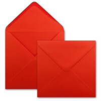 25 Quadratische Briefumschläge Rot - 15,5 x 15,5 cm - 100 g/m² Nassklebung spitze Klappe - aus der Serie Colours-4-you - Glüxx-Agent