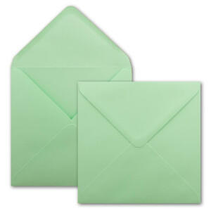 500 Quadratische Briefumschläge Mintgrün - 15,5 x 15,5 cm - 100 g/m² Nassklebung spitze Klappe - aus der Serie Colours-4-you - Glüxx-Agent