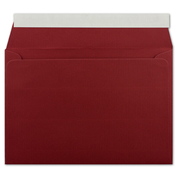 500 gerippte Briefumschläge DIN C6 Dunkelrot - 11,4 x 16,2 cm - 100 g/m² Post-umschlag ohne Fenster Haftklebung mit Abziehstreifen - Colours-4-You