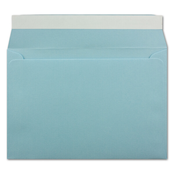 100 gerippte Briefumschläge DIN C6 Hellblau - 11,4 x 16,2 cm - 100 g/m² Post-umschlag ohne Fenster Haftklebung mit Abziehstreifen - Colours-4-You