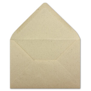 25 DIN C6 Briefumschläge Kraftpapier Ökopapier Umweltpapier aus Graspapier - 11,4 x 16,2 cm - 120 g/m² - Nassklebung Umschläge ohne Fenster - Glüxx-Agent