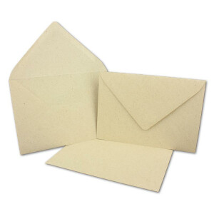25 DIN C6 Briefumschläge Kraftpapier Ökopapier Umweltpapier aus Graspapier - 11,4 x 16,2 cm - 120 g/m² - Nassklebung Umschläge ohne Fenster - Glüxx-Agent