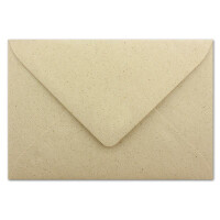 25 DIN C6 Briefumschläge Kraftpapier Ökopapier Umweltpapier aus Graspapier - 11,4 x 16,2 cm - 120 g/m² - Nassklebung Umschläge ohne Fenster - Glüxx-Agent