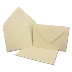 100 DIN C6 Briefumschläge Kraftpapier Ökopapier Umweltpapier aus Graspapier - 11,4 x 16,2 cm - 120 g/m² - Nassklebung Umschläge ohne Fenster - Glüxx-Agent