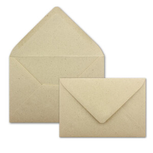 100 DIN C6 Briefumschläge Kraftpapier Ökopapier Umweltpapier aus Graspapier - 11,4 x 16,2 cm - 120 g/m² - Nassklebung Umschläge ohne Fenster - Glüxx-Agent
