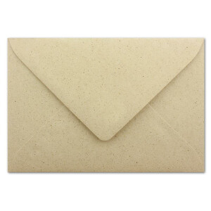 200 DIN C6 Briefumschläge Kraftpapier Ökopapier Umweltpapier aus Graspapier - 11,4 x 16,2 cm - 120 g/m² - Nassklebung Umschläge ohne Fenster - Glüxx-Agent
