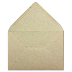 250 DIN C6 Briefumschläge Kraftpapier Ökopapier Umweltpapier aus Graspapier - 11,4 x 16,2 cm - 120 g/m² - Nassklebung Umschläge ohne Fenster - Glüxx-Agent