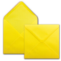 25 Quadratische Briefumschläge Gelb - 15,5 x 15,5 cm - 100 g/m² Nassklebung spitze Klappe - aus der Serie Colours-4-you - Glüxx-Agent